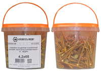 Саморез по дереву усиленный Daxmer 4,2х65 желтопассированный 1 кг - ведро