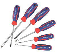 Набор отверток CR-V 6 шт, РН0х75mm, РН1х100mm, РН2х100, 3х75mm, 5.5х100mm, 6.5х150mm WORKPRO