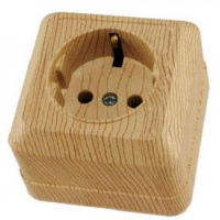 Розетка 1-местная открытой установки (керамика, земля) 16А сосна 