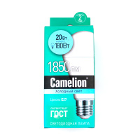 Лампа св/д Camelion ЛОН A65 E27 20W(1850lm 270°) 4500K 4K матов. 134х65