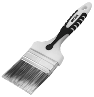 Кисть плоская универсальная серебристая щетина 35х15 мм 2К ручка Black White PREMIUM DECOR