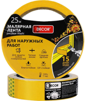 Малярная лента для наружных работ оранжевая 9 мм х25 м DECOR