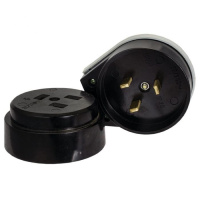 Разъем РШ-ВШ 32А 250В 2P+PE (ОУ) карболитовый черный Simple EKF