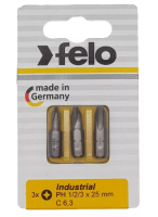 Бита крестовая PH 1/PH 2/PH 3X25, 3 шт в блистере, серия Industrial Felo