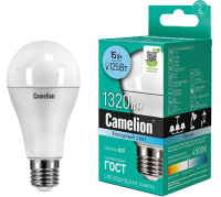 Лампа св/д Camelion ЛОН A60 E27 15W(1320lm 270°) 4500K матов. 120х60 пластик