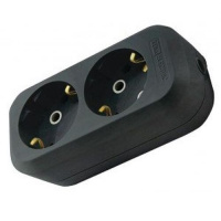 Колодка 2 гн. 16А 250В (АБС-пластик, черная, земля) TDM