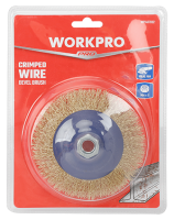 Корщетка коническая латунированная мягкая для УШМ 115мм М14 WORKPRO